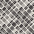 Vector Seamless Black And White Irregular Dash Rectangles Grid Pattern. Abstract Geometric Background Design Royalty Free Stock Photo