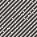 Vector Seamless Black and White Irregular Rounded Dash Lines Pattern Royalty Free Stock Photo