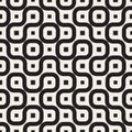 Vector Seamless Black And White Irregular Rounded Lines Pattern Royalty Free Stock Photo