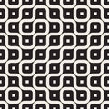 Vector Seamless Black And White Irregular Rounded Lines Pattern Royalty Free Stock Photo