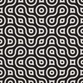 Vector Seamless Black And White Irregular Rounded Lines Pattern Royalty Free Stock Photo