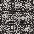 Vector Seamless Black And White Line Art Geometric Doodle Pattern Royalty Free Stock Photo
