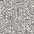 Vector Seamless Black And White Line Art Geometric Doodle Pattern Royalty Free Stock Photo