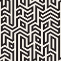 Vector Seamless Black And White Maze Lines Geometric Irregular Pattern