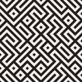 Vector Seamless Black And White Maze Lines Geometric Pattern