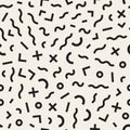 Vector Seamless Black and White Memphis Lines Jumble Pattern