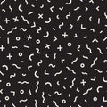 Vector Seamless Black and White Memphis Lines Jumble Pattern