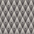 Vector Seamless Black and White Rhombus Shape Concentric Lines Geometric Optical Illusion Pattern