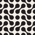 Vector Seamless Black and White Rounded Arc Connected Circles Pattern