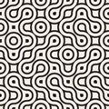 Vector Seamless Black And White Rounded Irregular Maze Lines Pattern