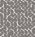 Vector Seamless Black and White Rounded Lines Irregular Retro Pattern Royalty Free Stock Photo