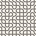Vector Seamless Black and White Rounded Lines Lattice Irregular Pattern