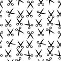 Vector Seamless Black and White scissors Pattern Background