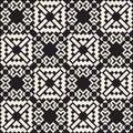 Vector Seamless Black And White Simple Cross Square Ethnic Quilt Pattern