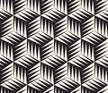 Vector Seamless Black and White Triangle Cubic Tiling Geometric Pattern Royalty Free Stock Photo