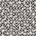 Vector Seamless Black and White Triangle Parallelogram Blocks Irregular Line Grig Pattern