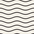 Vector Seamless Black and White Wavy Lines Pattern. Abstract Geometric Background