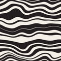 Vector Seamless Black and White Wavy Parallel Distorted lines Pattern