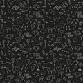 Vector seamless blackboard pattern in black