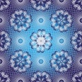 Vector seamless blue gradient and white pattern with circles and vintage snowflakes