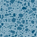Vector Seamless Blue Granite Stone Pattern. Terrazzo Flooring, Tile, Wallpaper Design.