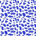 Vector seamless blue leopard pattern, black and blue spots on a white background classic design Royalty Free Stock Photo
