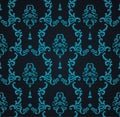 Vector seamless blue pattern with art ornament. Vintage elements for design in Victorian style. Ornamental lace tracery Royalty Free Stock Photo