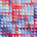 Vector Seamless Blue Red Gradient Triangle Grid Square Pattern Royalty Free Stock Photo
