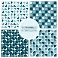 Vector Seamless Blue Round Diagram Geometric Pattern Collection
