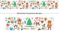 Vector seamless border brush with Christmas elements. Traditional New Year party horizontal background. Funny pattern with Santa Royalty Free Stock Photo