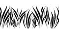 Vector seamless border with ink drawing grass, artistic botanical illustration, isolated floral elements, hand drawn Royalty Free Stock Photo