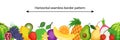 Vector seamless border pattern with ripe and fresh fruits. Healthy vegan food. Royalty Free Stock Photo
