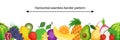 Vector seamless border pattern with ripe and fresh fruits. Healthy vegan food Royalty Free Stock Photo