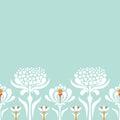 Vector seamless border with retro style flowers. Floral lace background Royalty Free Stock Photo