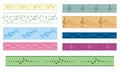 Vector seamless borders with music notes - colored frames