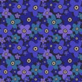 Vector seamless botancal pattern. Modern bold flowers endless background. Bright color floral wallpaper. Royalty Free Stock Photo