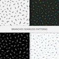 Vector Seamless Branch Patterns. Decorative pattern with branches set. Black branches