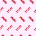 Vector seamless breakfast pattern with bacon slices