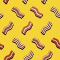 Vector seamless breakfast pattern with bacon slices