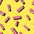 Vector seamless breakfast pattern with bacon slices