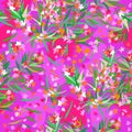 Vector seamless bright floral pattern with oleander on pink background Royalty Free Stock Photo