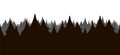 Vector Seamless cartoon pine forest. Woodland silhouette.