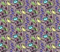 Vector seamless cartoon style pattern of birds Royalty Free Stock Photo