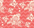 Vector Seamless chevron floral Background