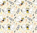 Vector seamless childlike pattern with butterflies. Fabric design.