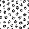 Vector seamless children pattern with drawing scribbles. Simple black and white repeatable background in doodle style Royalty Free Stock Photo