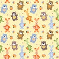 Vector seamless pattern background rabbits and teddy bears