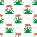 Vector seamless children's pattern. Mushrooms in a clearing