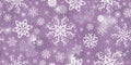 Vector seamless Christmas delicate lilac pattern with lace snowflakes