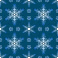 Vector seamless christmas pattern with decorative christmas blue white gradient snowflake isolated on dark blue background to